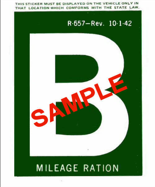 Modal Additional Images for 1942 Gas Ration Sticker B